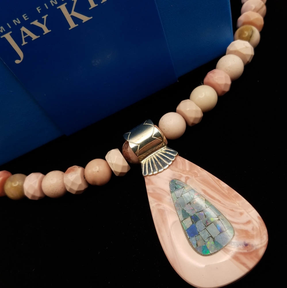 Jay King Pink Opal Mosaic Necklace Reversible